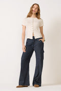 The Knit Stripe Button Tee