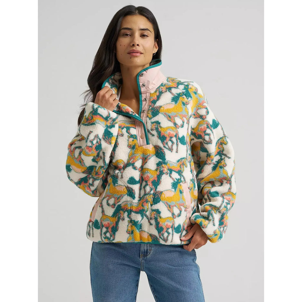 Wrangler Women's Big Sky Vintage Sherpa Snap Pullover - Oasis Horses