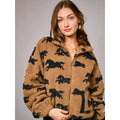 Blue B Wild Sherpa Oversized Zip Up Horse Jacket- Camel