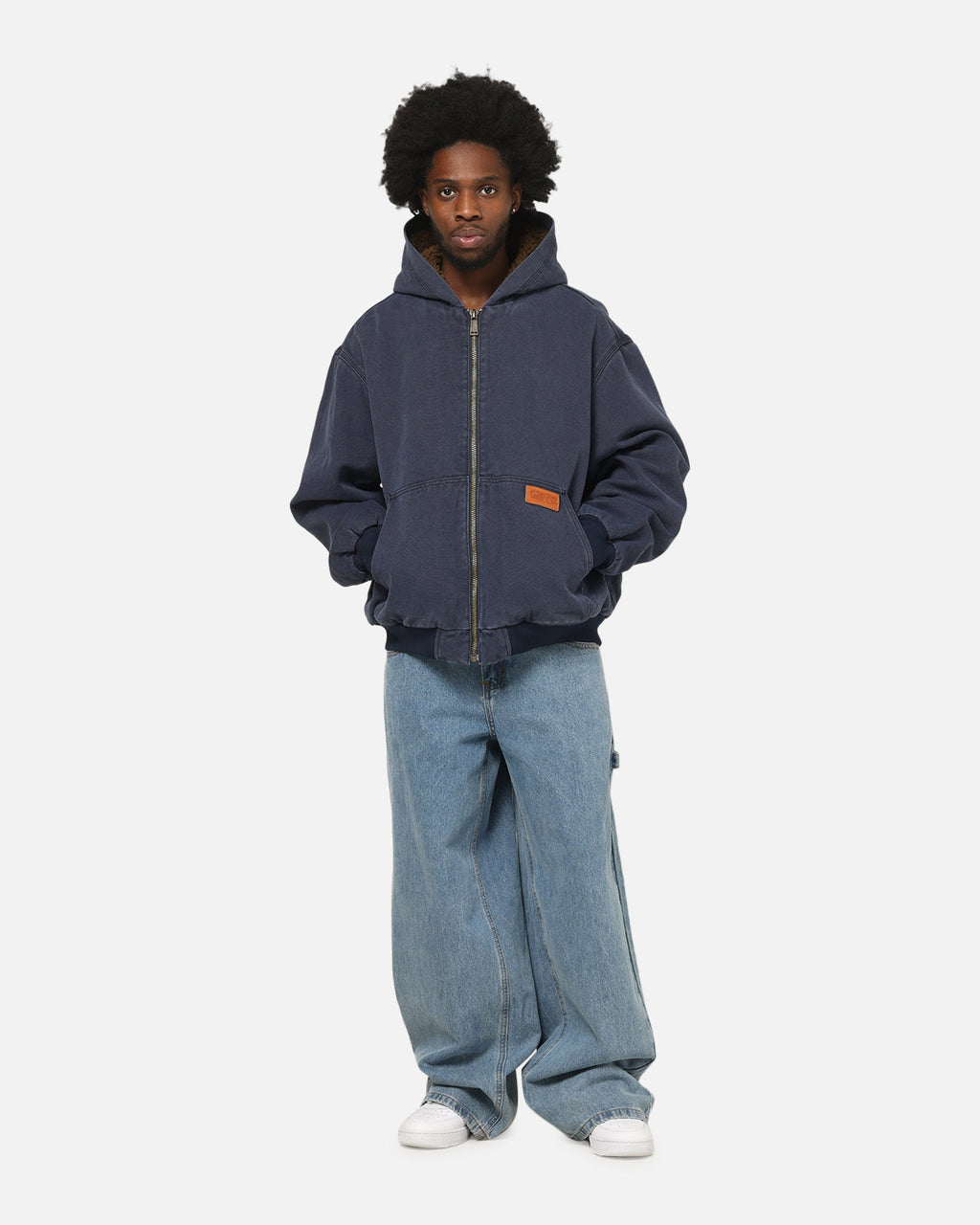 Carre Sherpa Lined Zip Hoodie Navy
