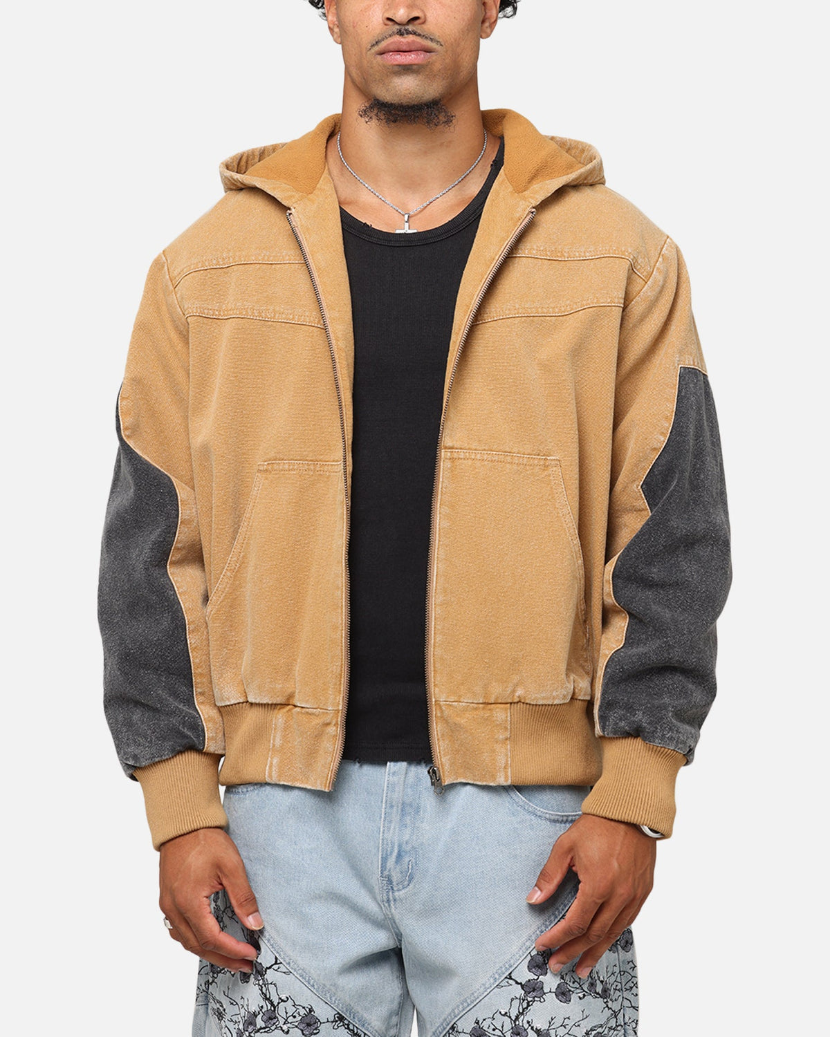 Saint Morta Hooded Workwear Jacket Tan/Black