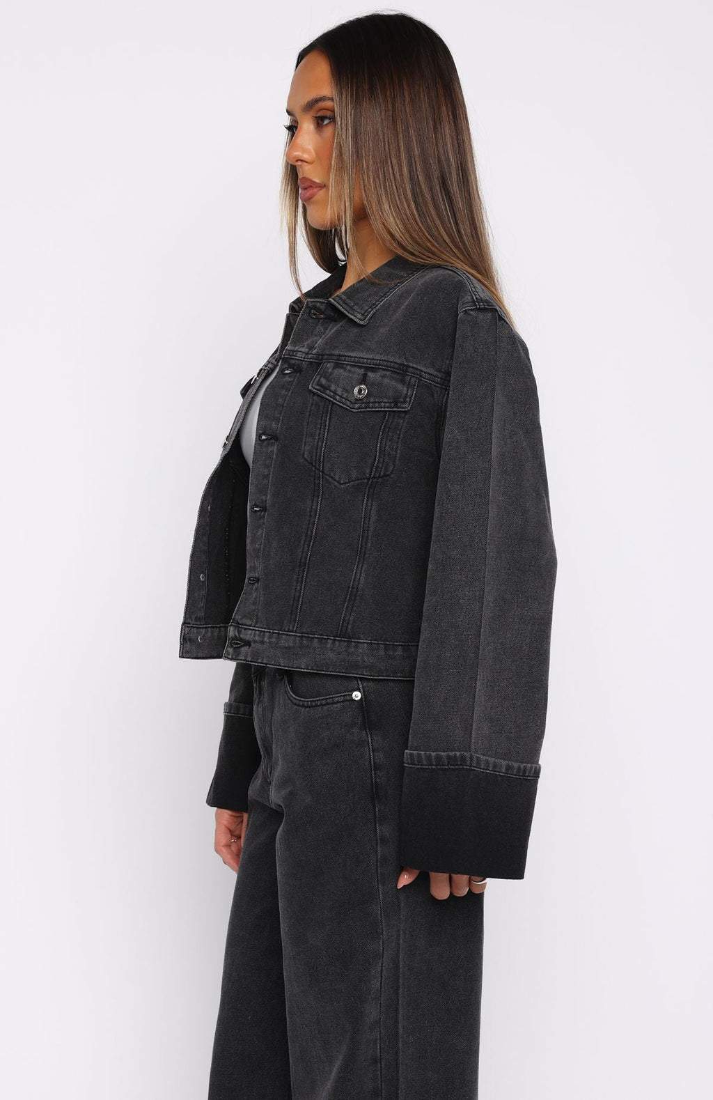 Charlotte Denim Jacket Black Acid Wash
