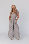 The Nest Daphne Floral Print Jumpsuit - Blue - Pre Order