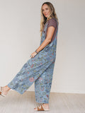 High Hopes Slouchy Denim Overalls - Floral Blue Denim - Pre Order