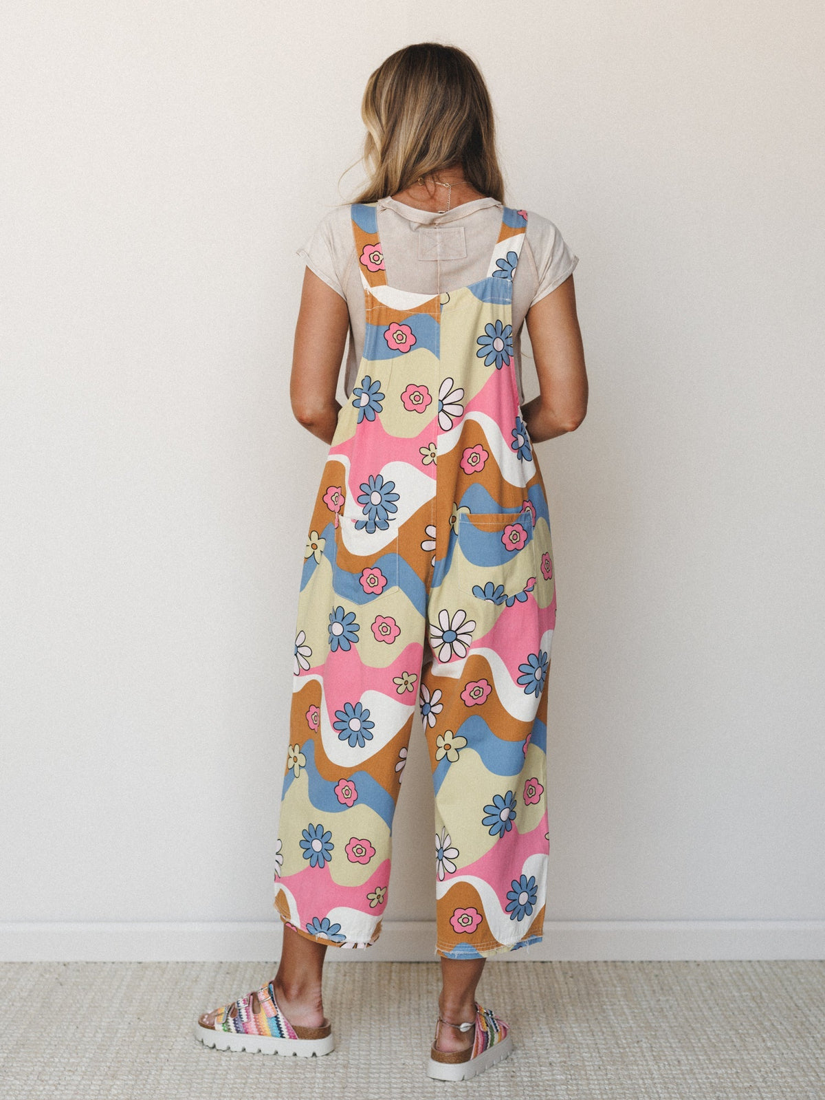 High Hopes Slouchy Denim Overalls - Pink Blue