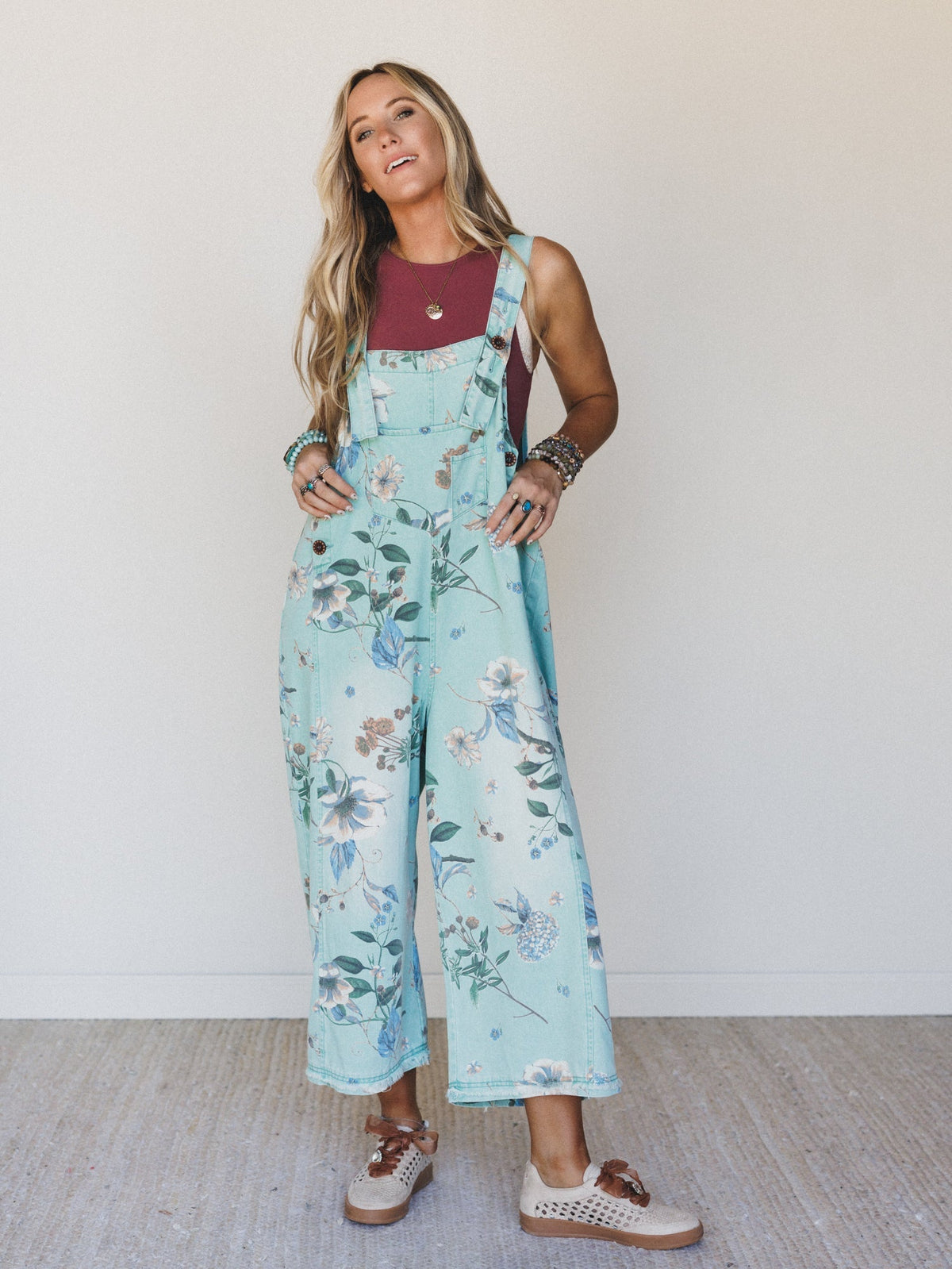 High Hopes Slouchy Denim Overalls - Mint - Pre Order
