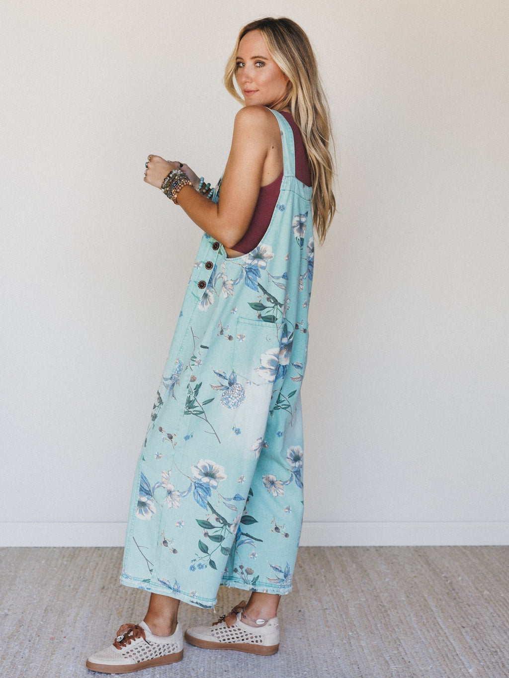 High Hopes Slouchy Denim Overalls - Mint