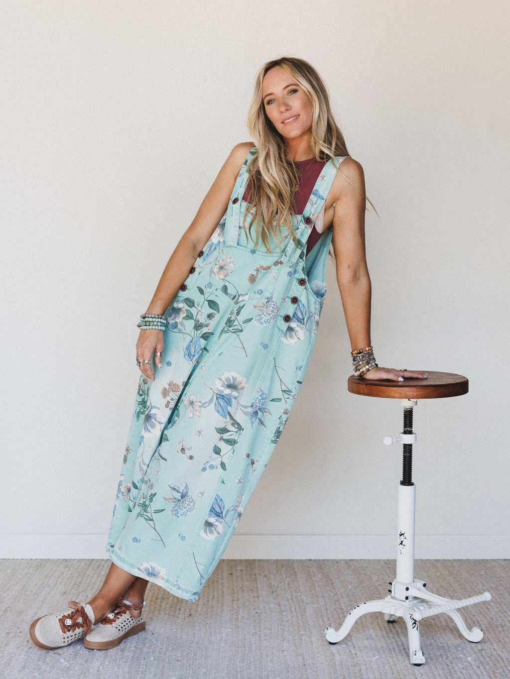 High Hopes Slouchy Denim Overalls - Mint