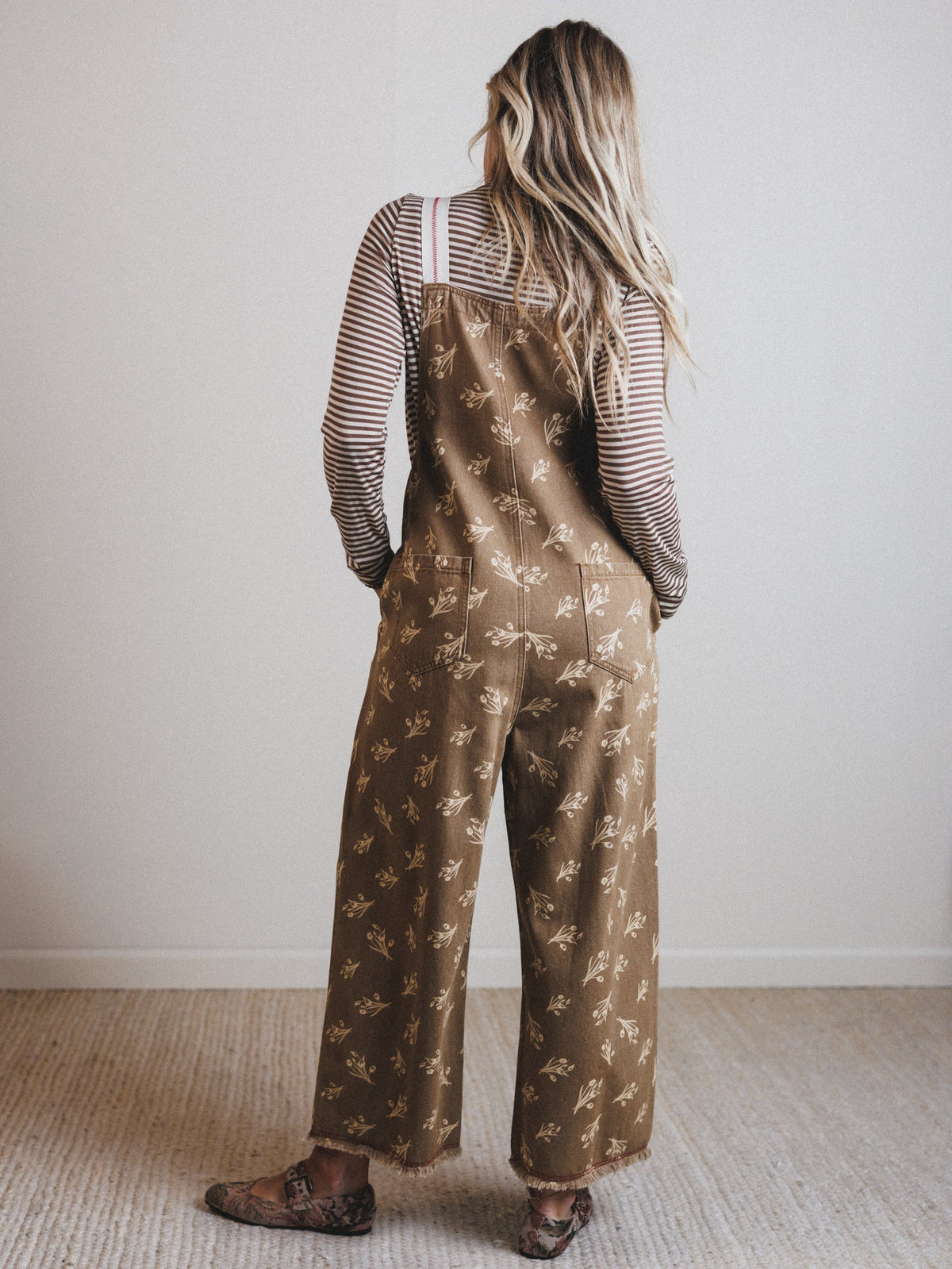 Floral Frenzy Jumpsuit - Olive Grey