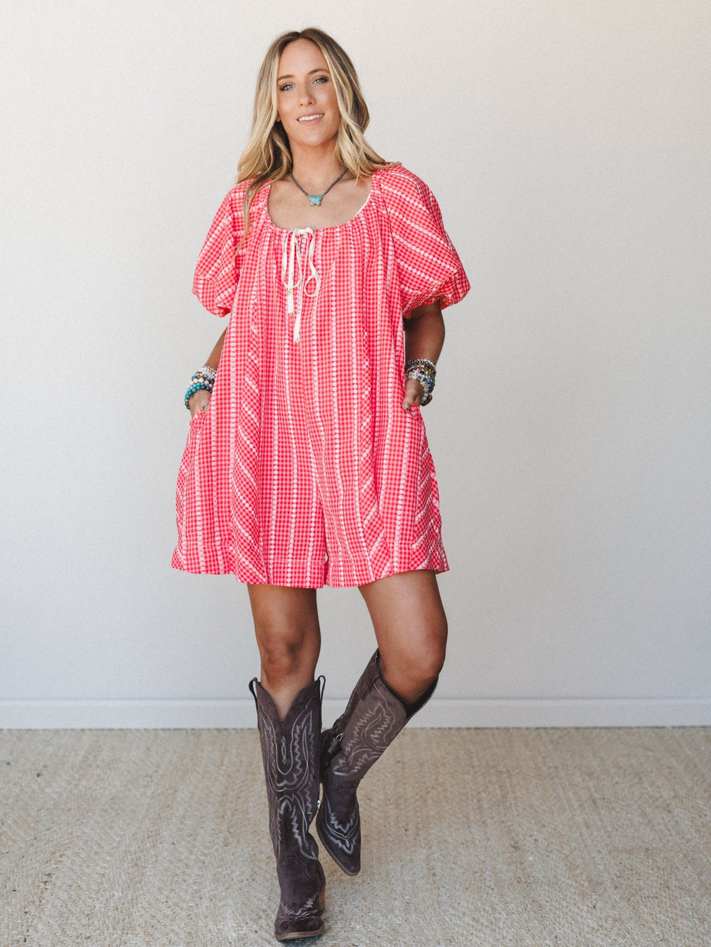 Jenni Striped Romper - Red