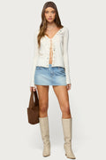 Jesy Iridescent Split Front Knit Cardigan