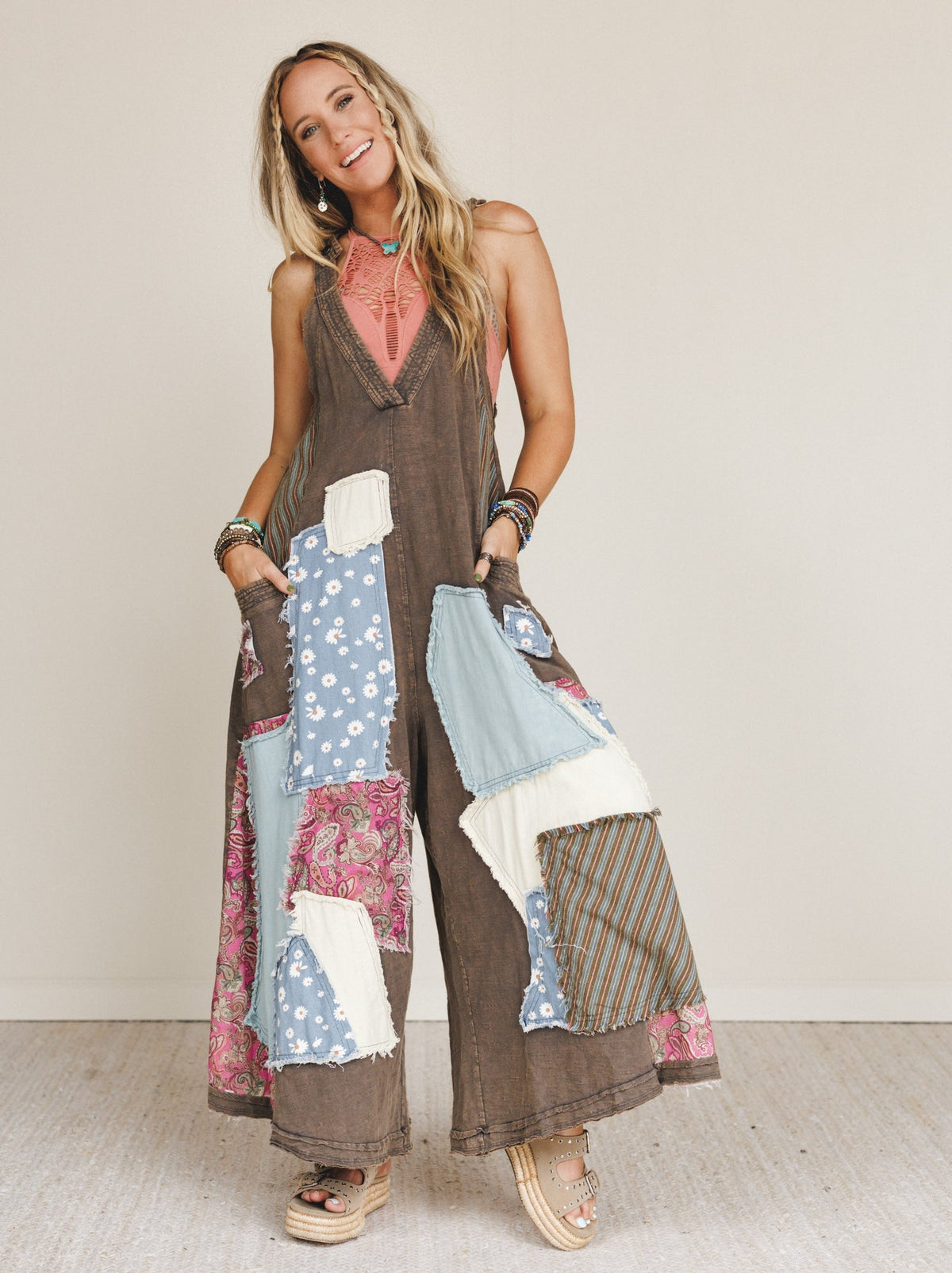 Garden Drift Wide Leg Jumpsuit - Charcoal - Pre Order