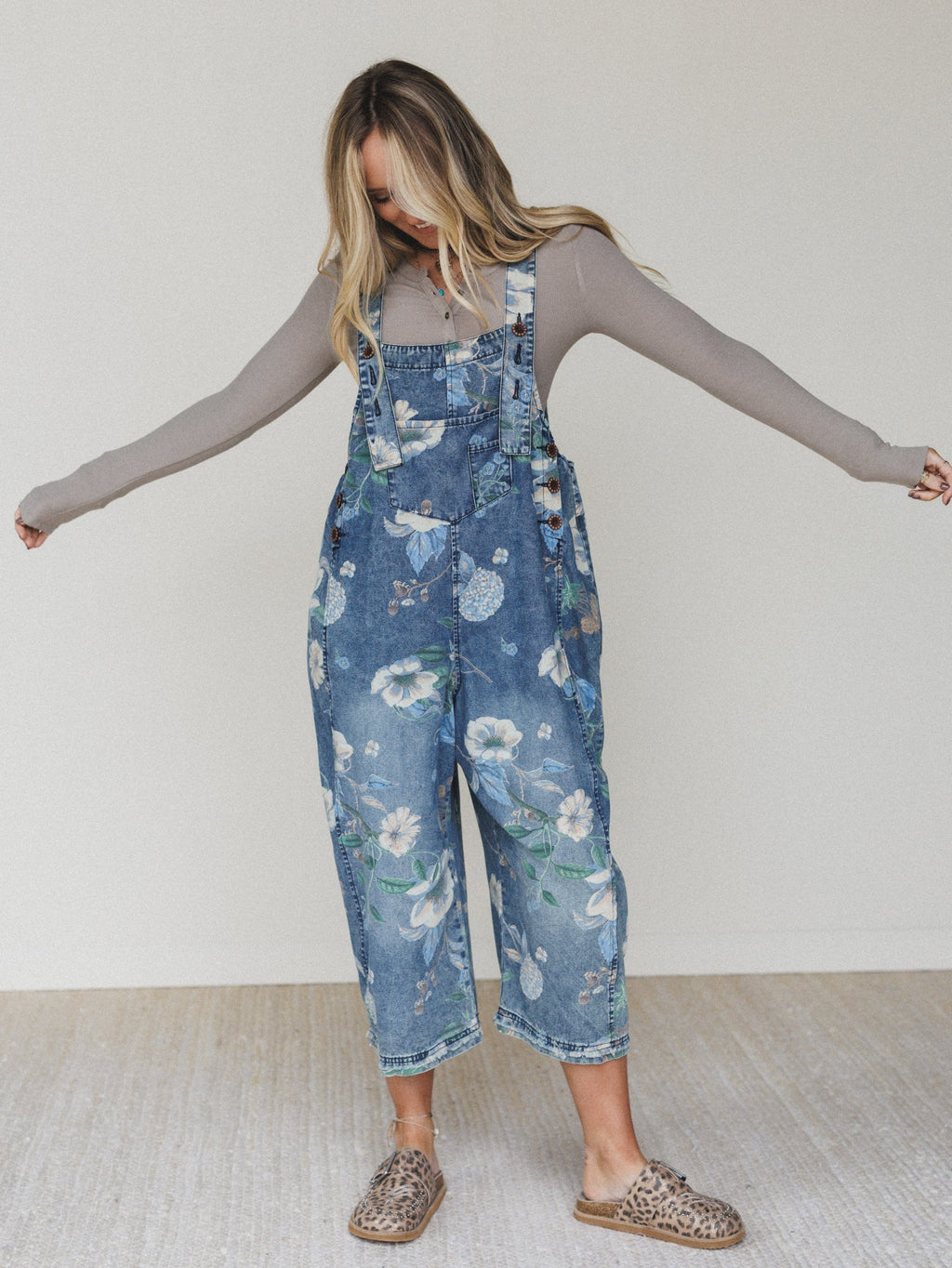 High Hopes Floral Overalls - Denim - Pre Order