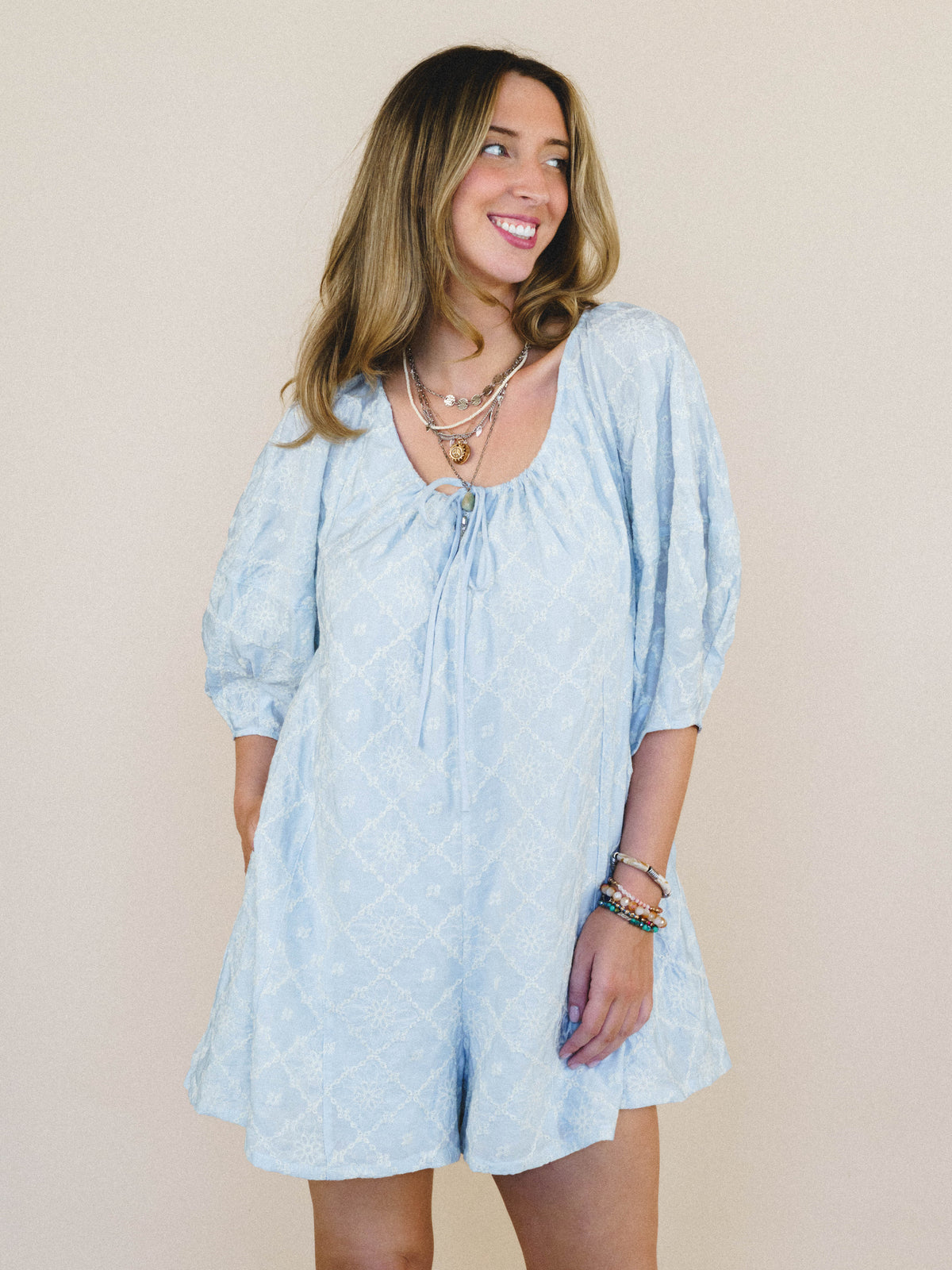 Quaint Whisper Romper - Light Chambray