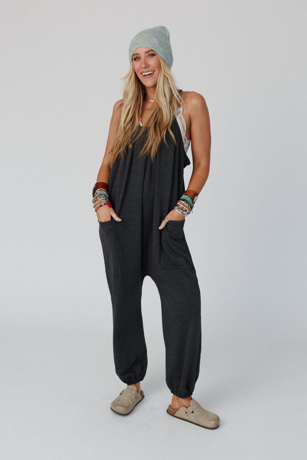 The Nest Comfort Zone Pocketed Jumpsuit - Charcoal - Pre Order