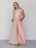 Daphne Striped Wide Leg Jumpsuit - Coral Multi - Pre Order