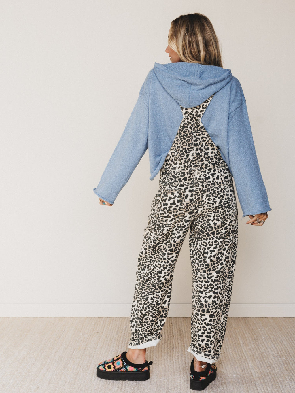Sky Lines Denim Overalls - Leopard