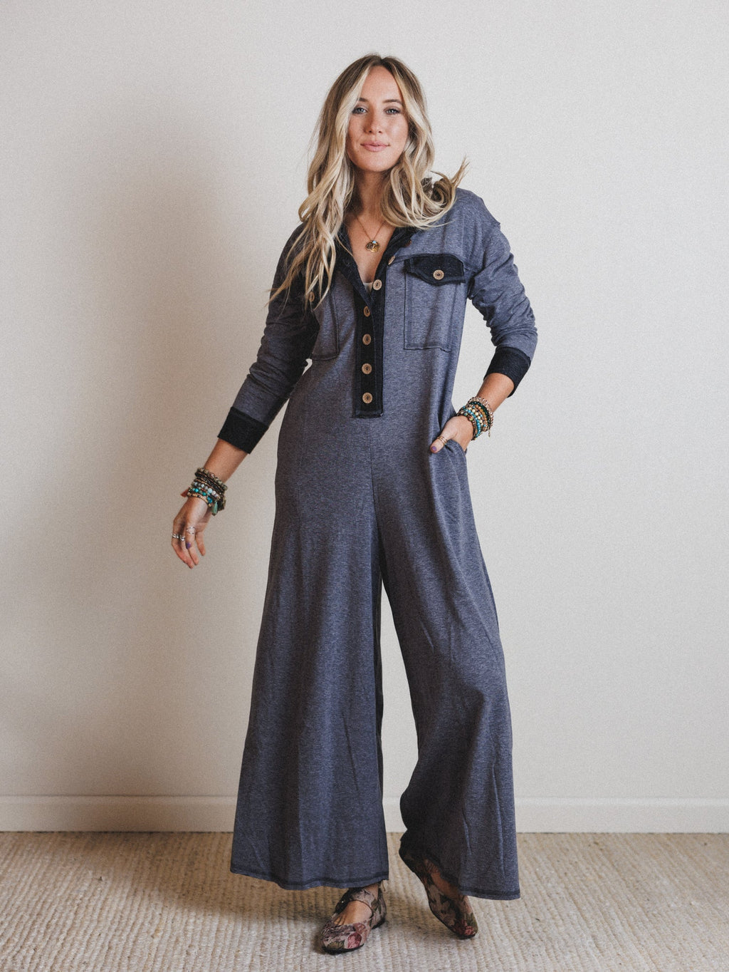 The Nest Jodi Long Sleeve Jumpsuit - Black - Pre Order