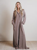 The Nest Daphne Textured Long Sleeve Jumpsuit - Acorn - Pre Order