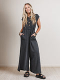 The Nest Madeline Textured Jumpsuit - Charcoal - Pre Order