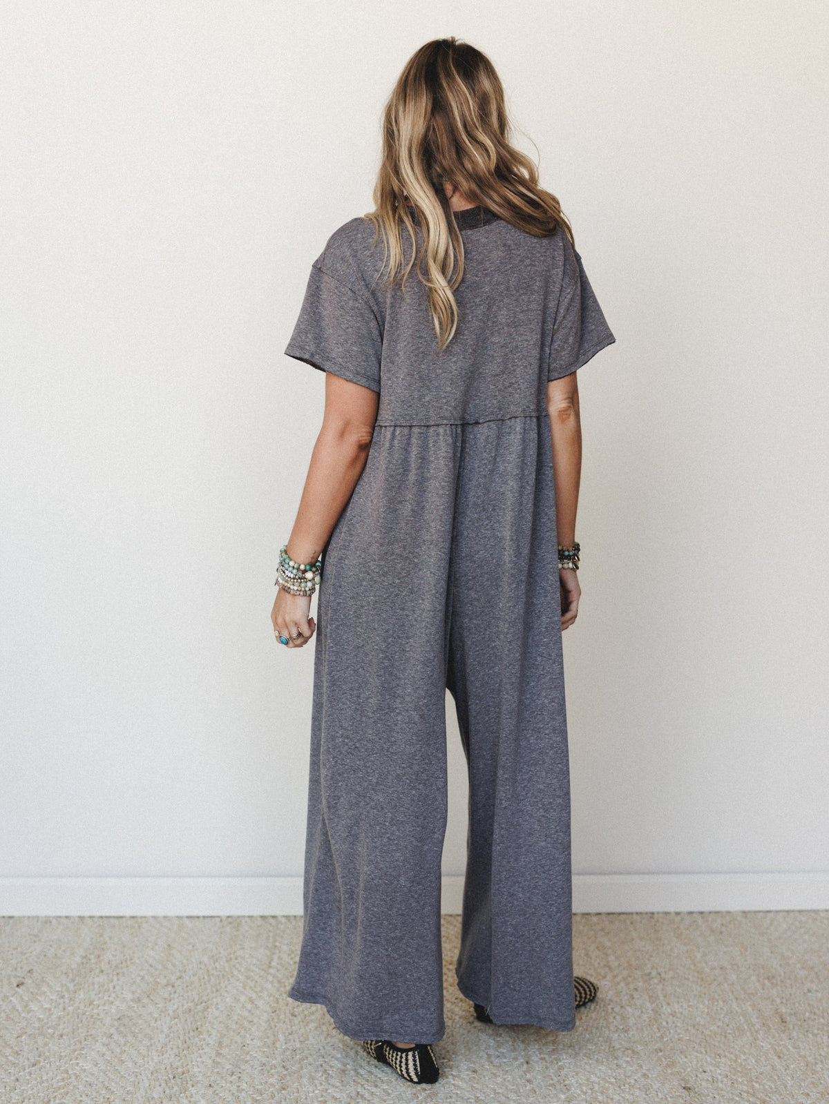 The Nest Simple Ease Button Front Wide Leg Jumpsuit - Black