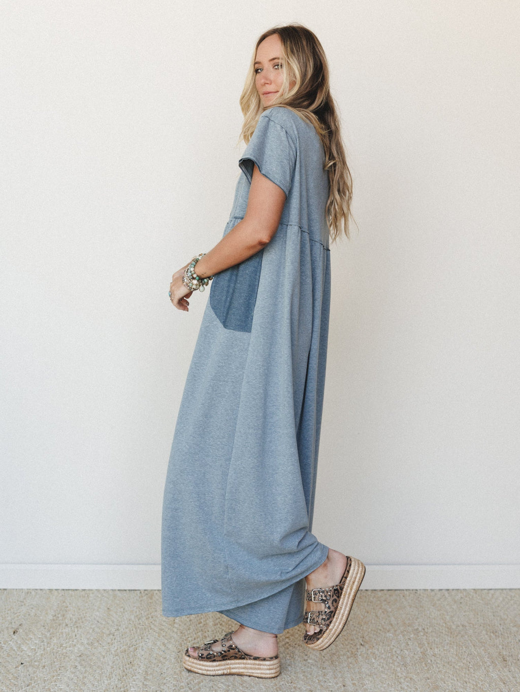 The Nest Simple Ease Button Front Wide Leg Jumpsuit - Teal