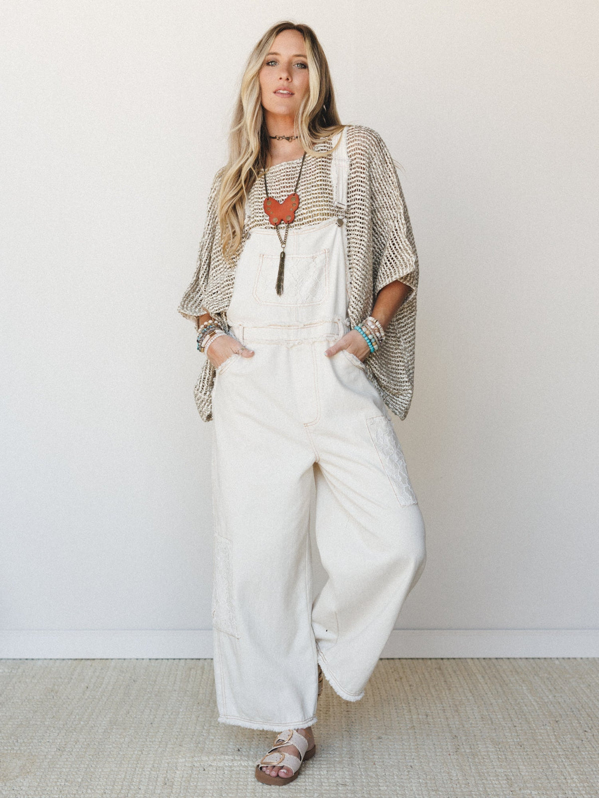 Chasing Meadows Overalls - Ivory