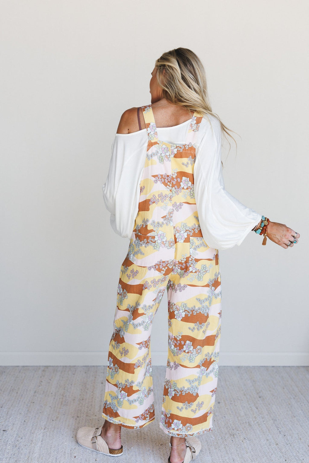 Floral Beat Overalls - Camel