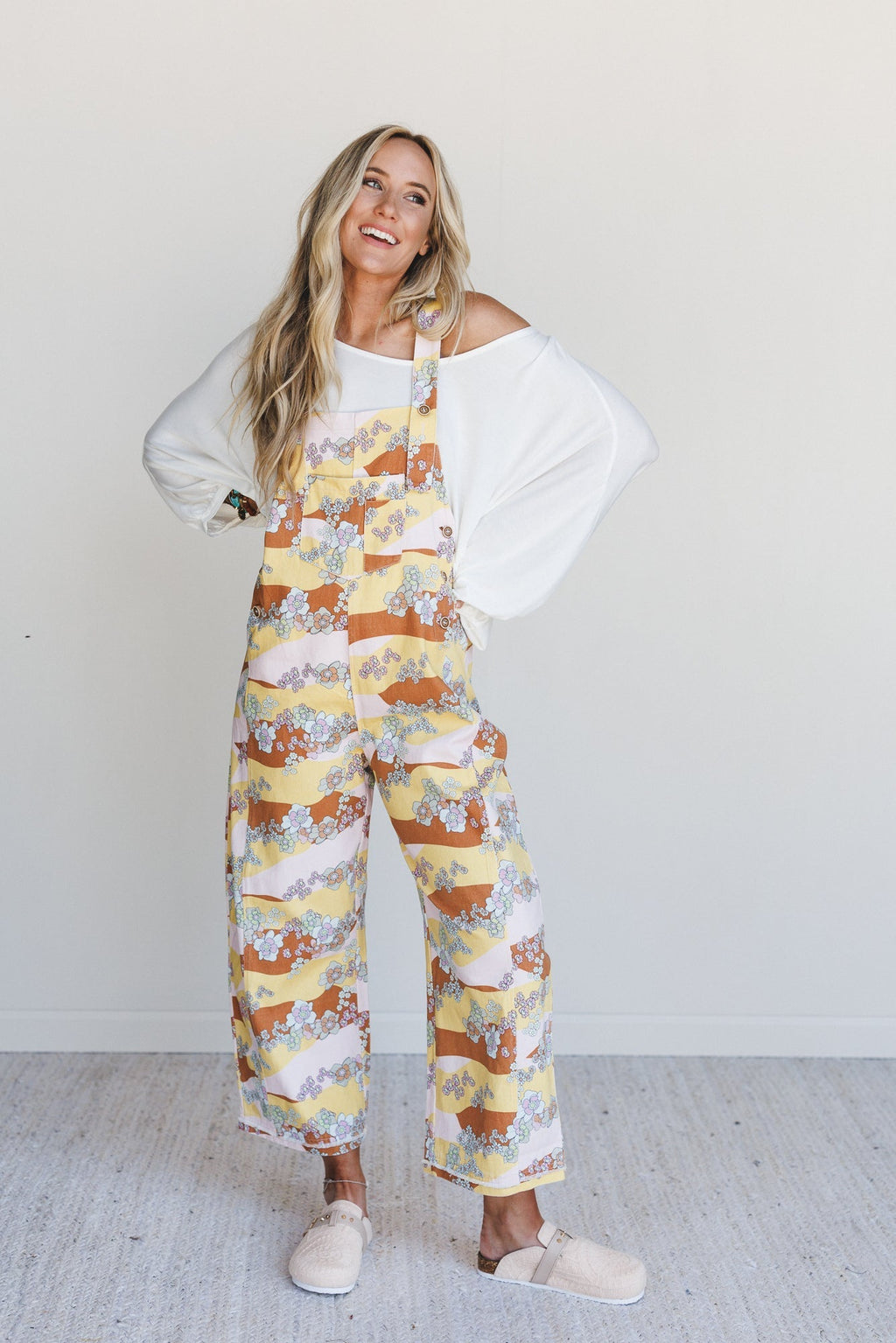 Floral Beat Overalls - Camel