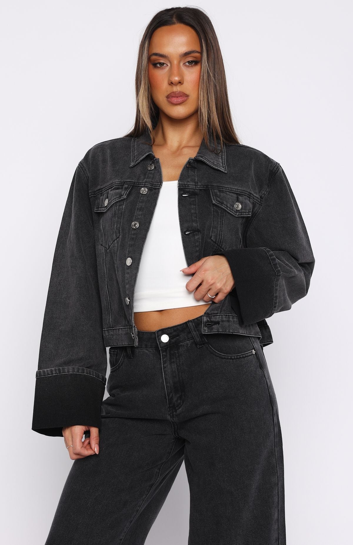 Charlotte Denim Jacket Black Acid Wash