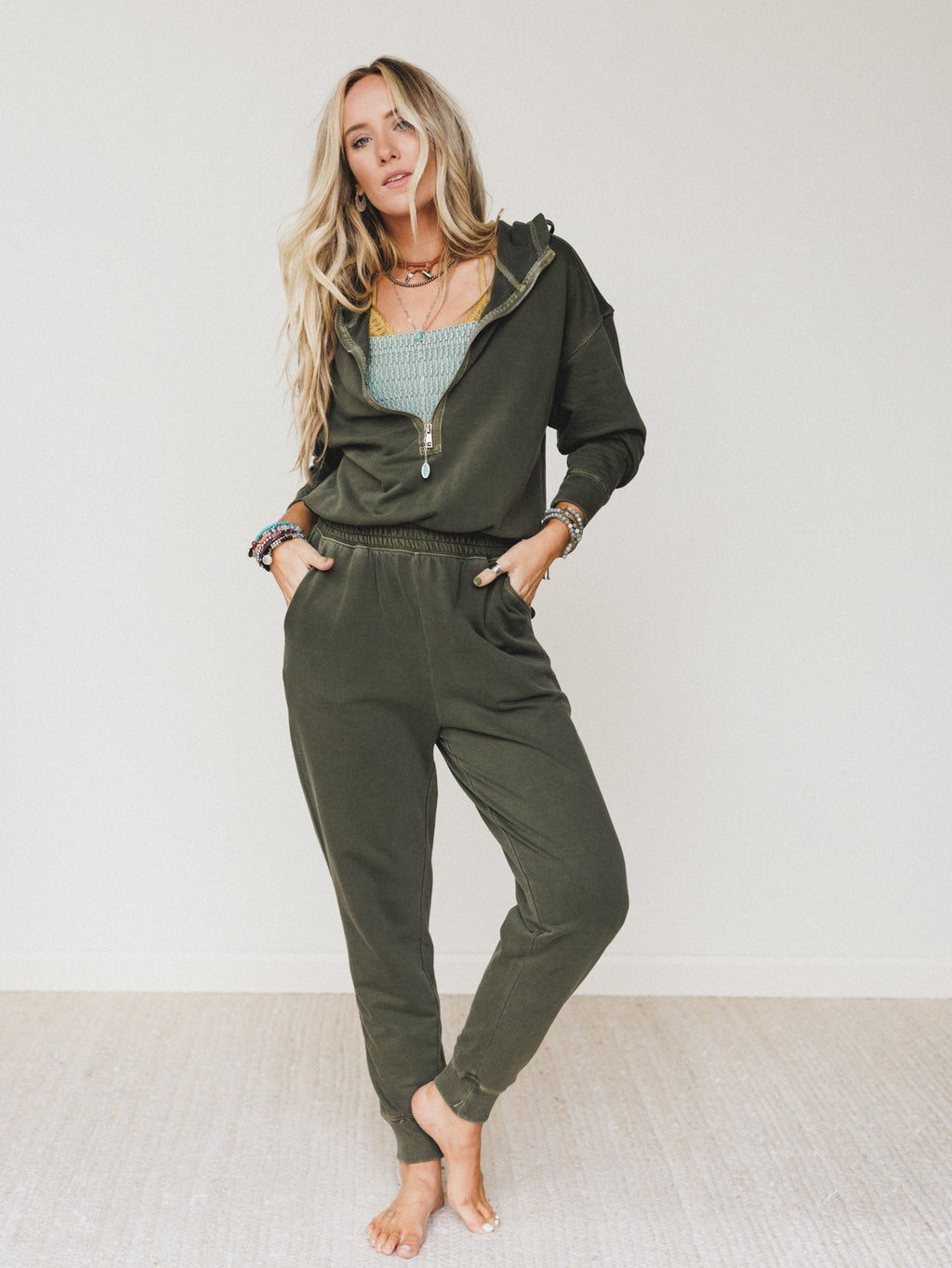 In A Dream Lounge Jumpsuit - Dark Olive