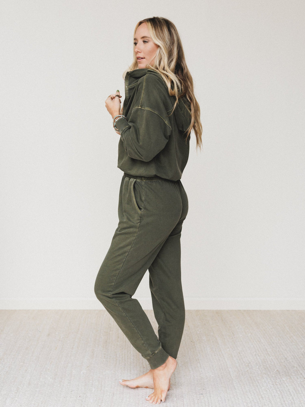 In A Dream Lounge Jumpsuit - Dark Olive