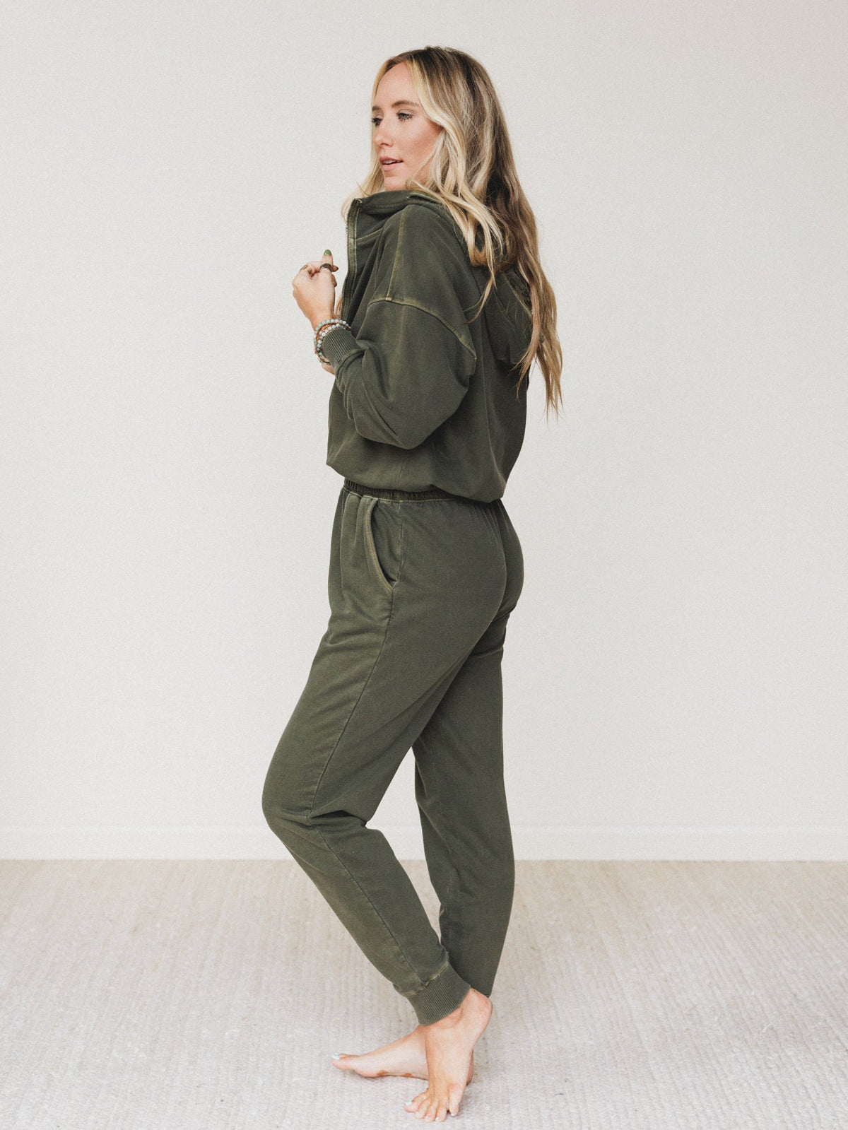 In A Dream Lounge Jumpsuit - Dark Olive