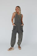 Turning Point Washed Cargo Jumpsuit - Ash - Pre Order