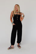 The Nest Perfect Timing Textured Jumpsuit - Black - Pre Order