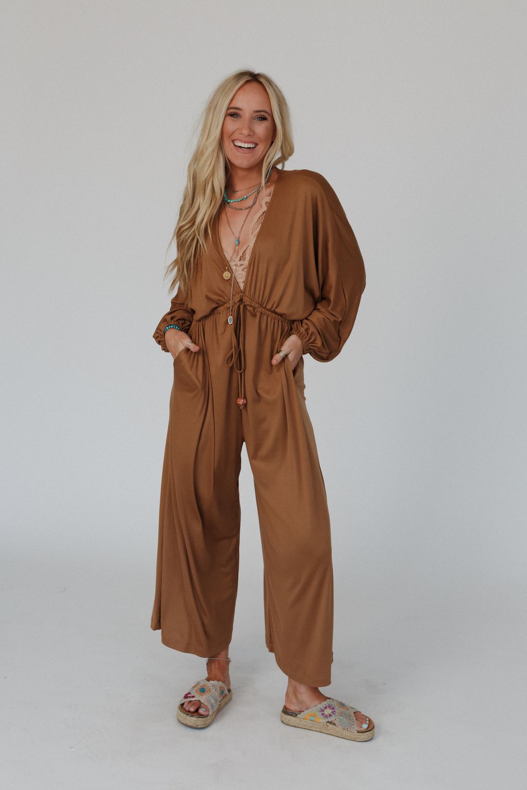 The Nest Roaming Dream Jumpsuit - Chestnut