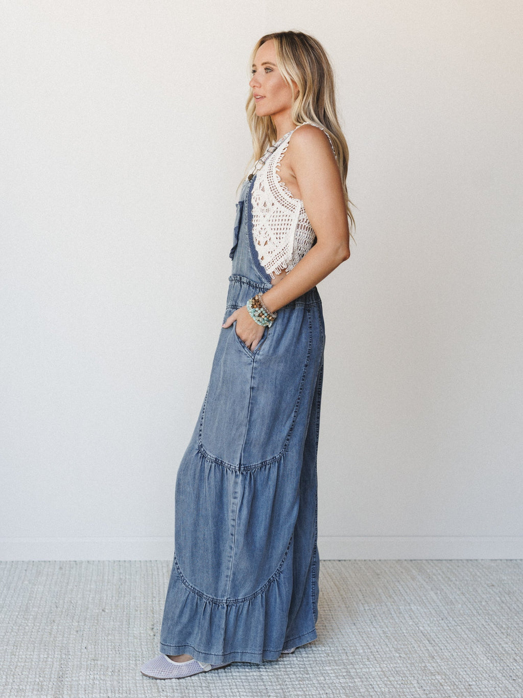 Laurel Denim Jumpsuit - Washed Denim