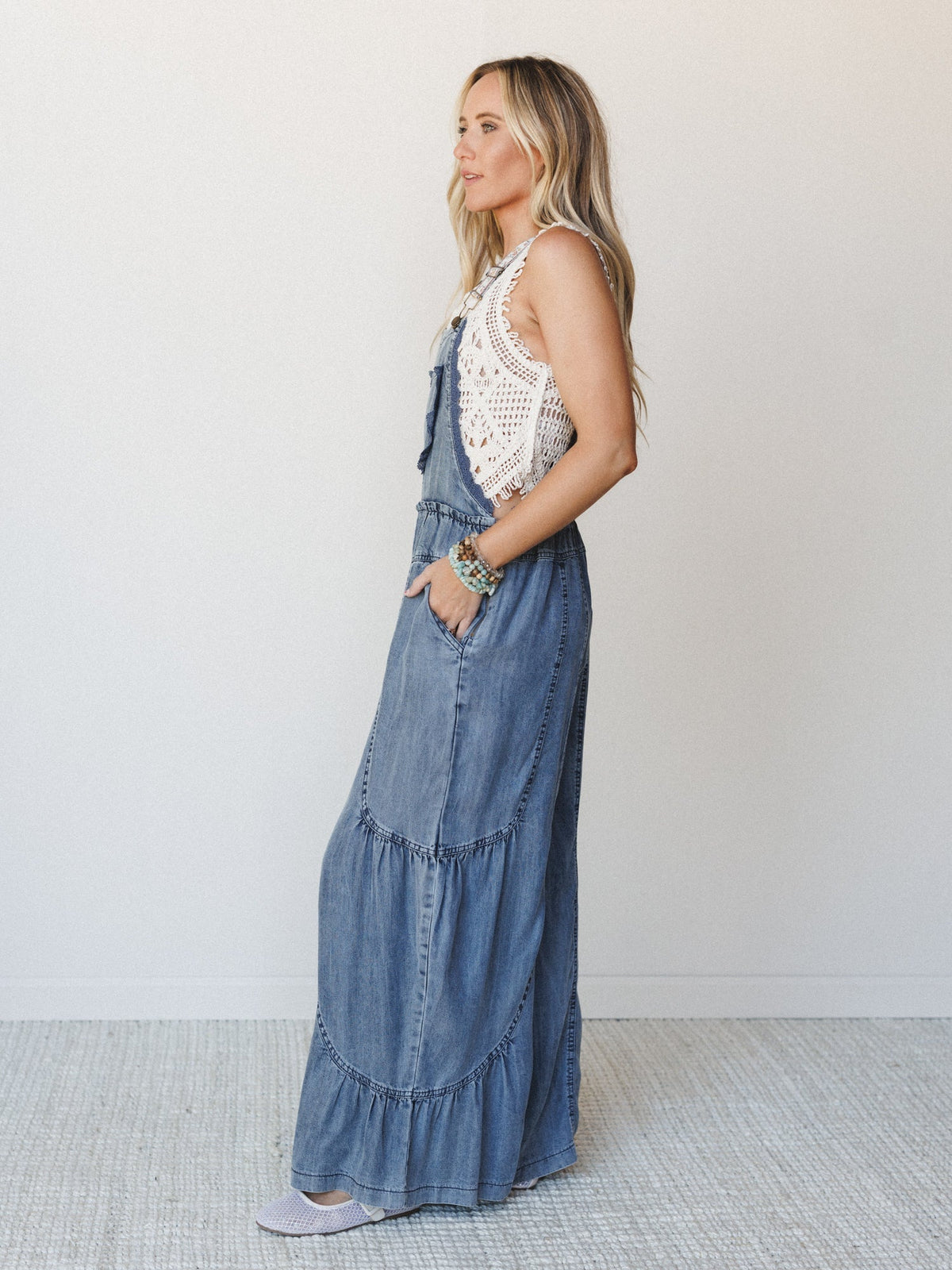 Laurel Denim Jumpsuit - Washed Denim