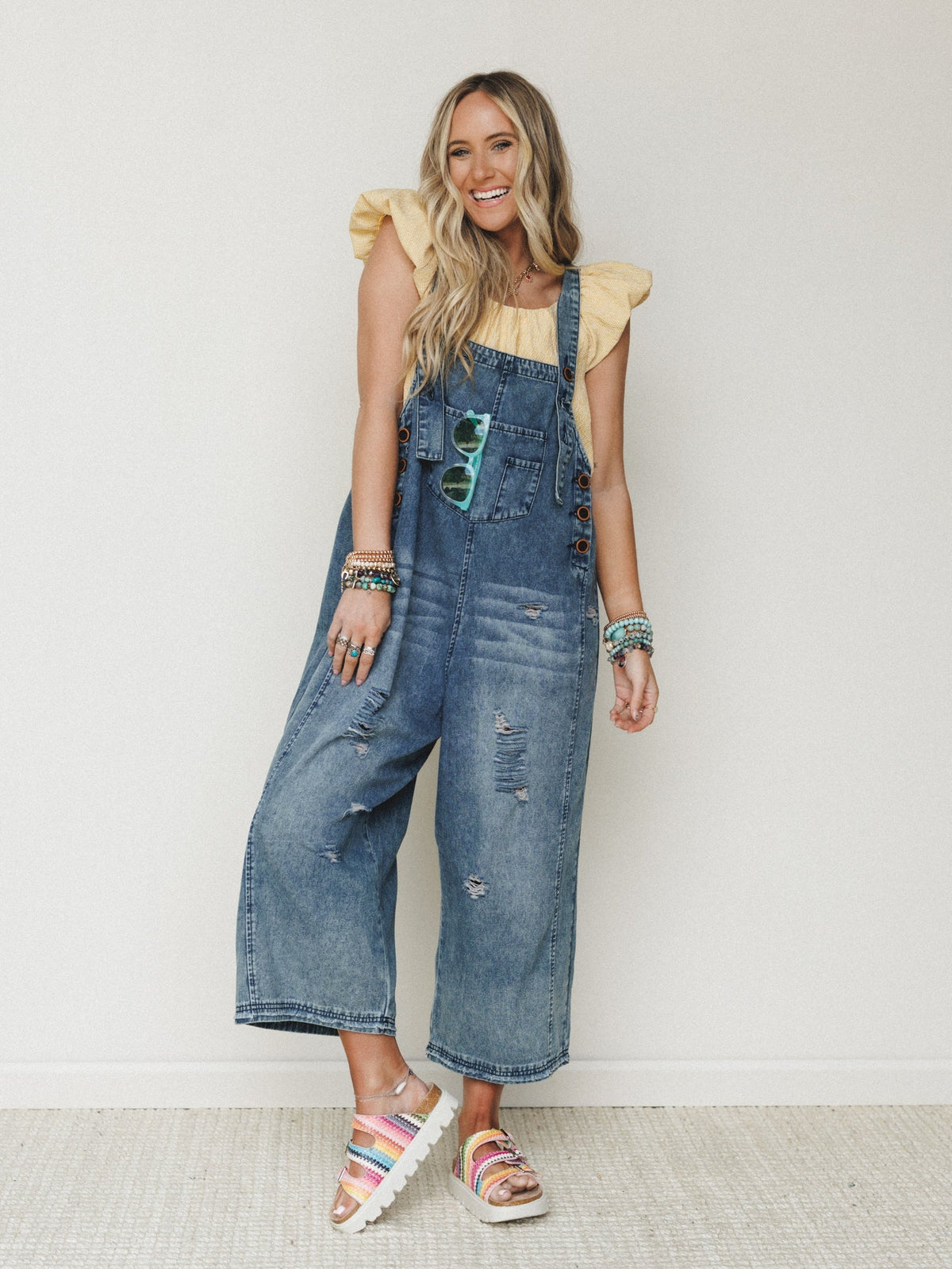 High Hopes Slouchy Denim Overalls - Blue - Pre Order