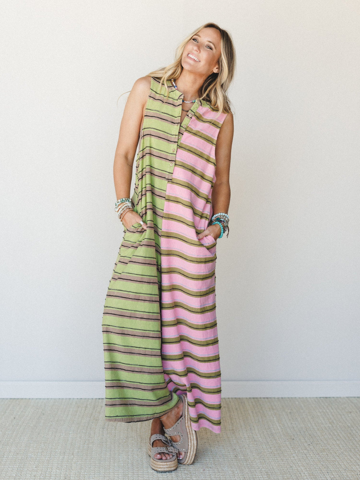 The Nest Cruise Lines Jumpsuit - Brown Pink - Pre Order