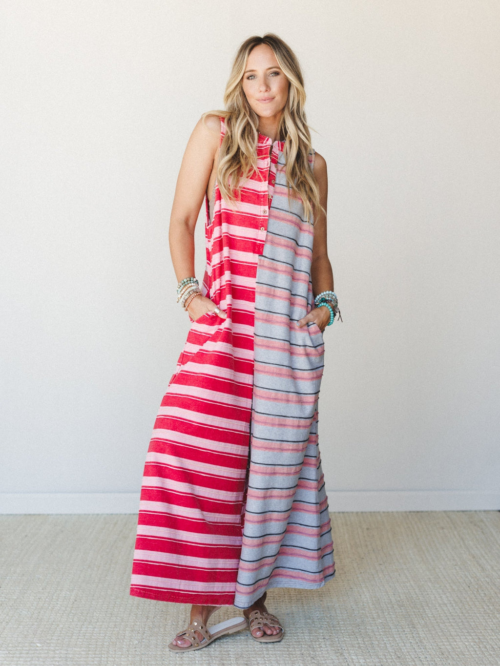 The Nest Cruise Lines Jumpsuit - Red Grey - Pre Order