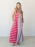 The Nest Cruise Lines Jumpsuit - Red Grey - Pre Order