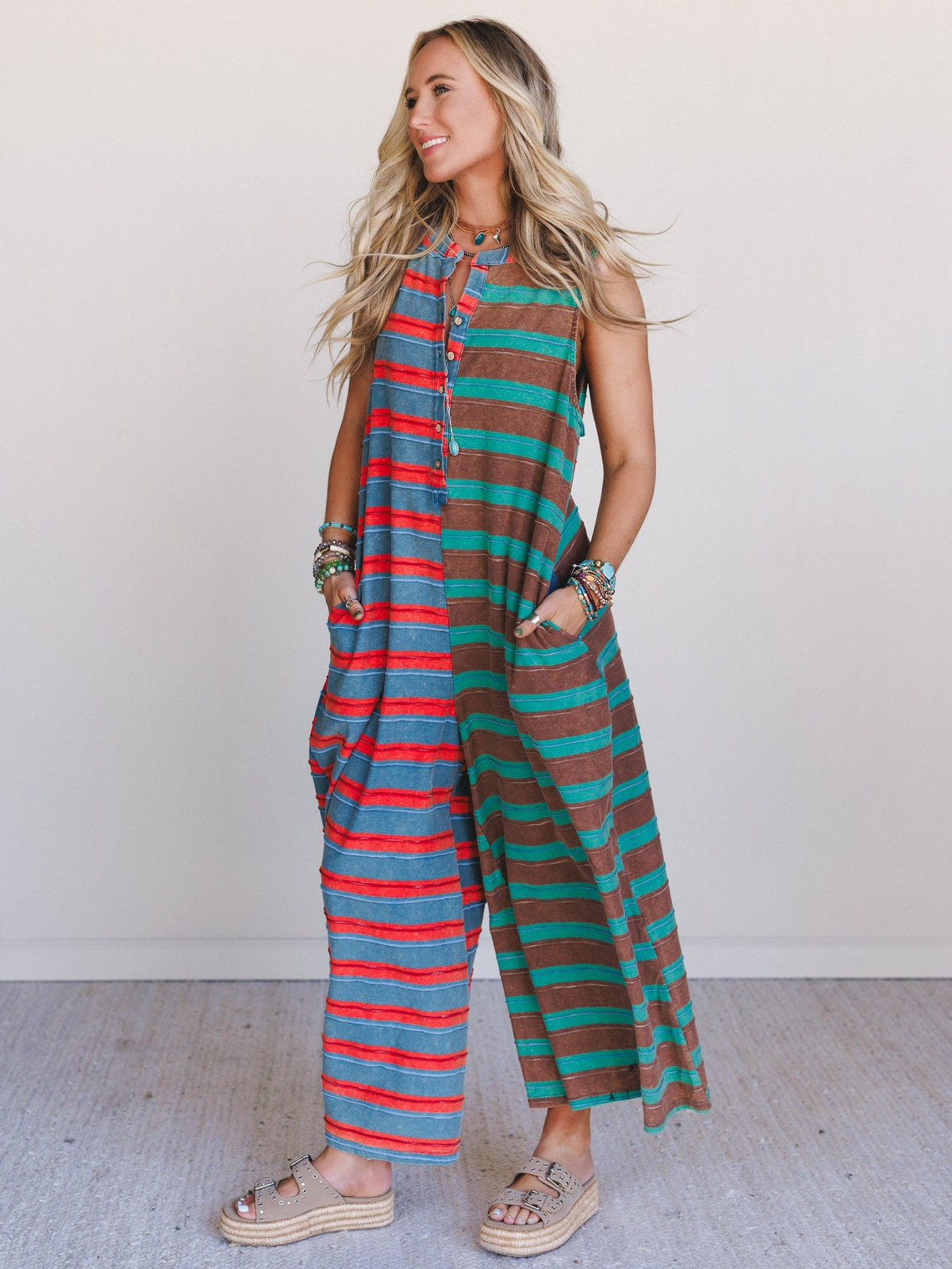The Nest Cruise Lines Jumpsuit - Teal Brown - Pre Order
