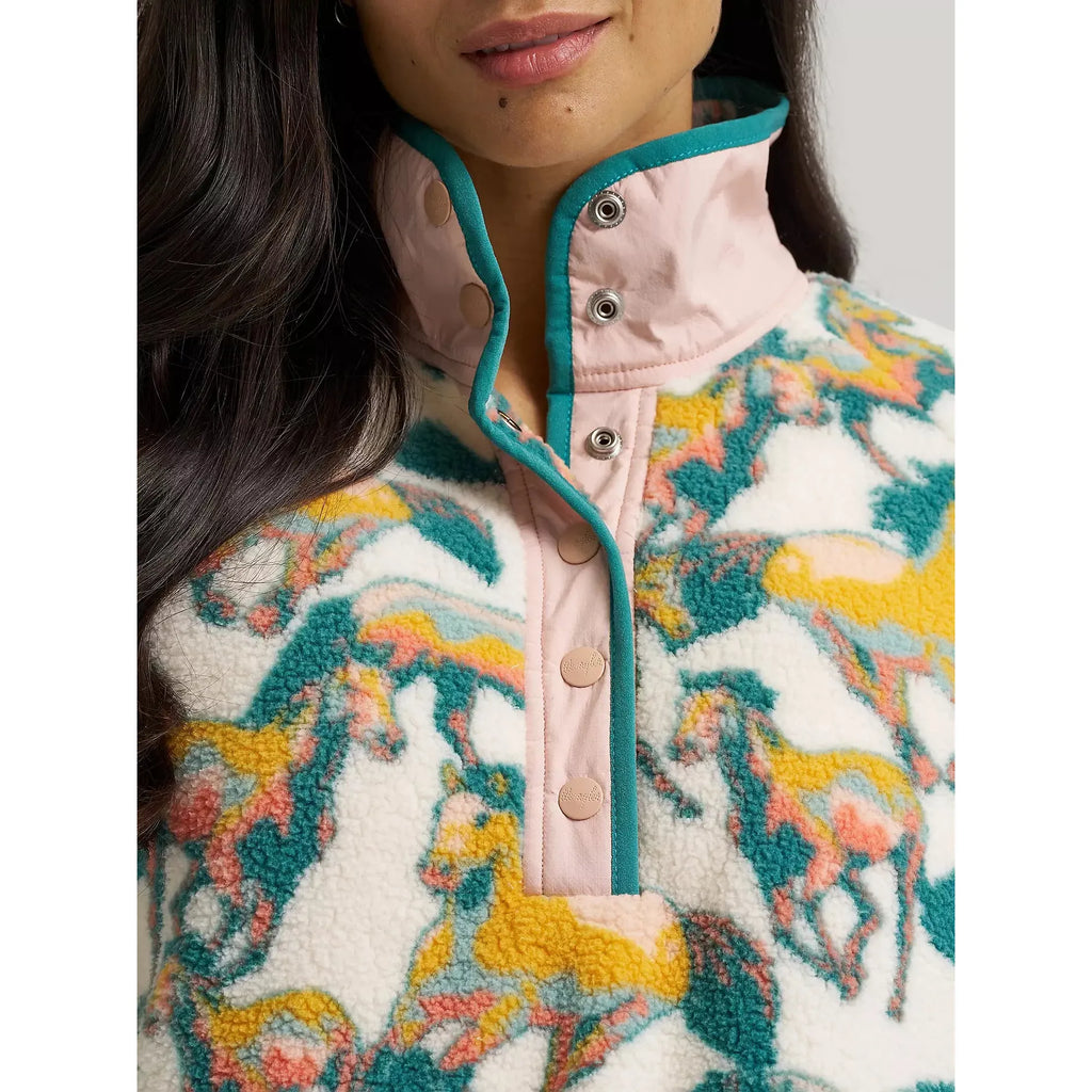 Wrangler Women's Big Sky Vintage Sherpa Snap Pullover - Oasis Horses