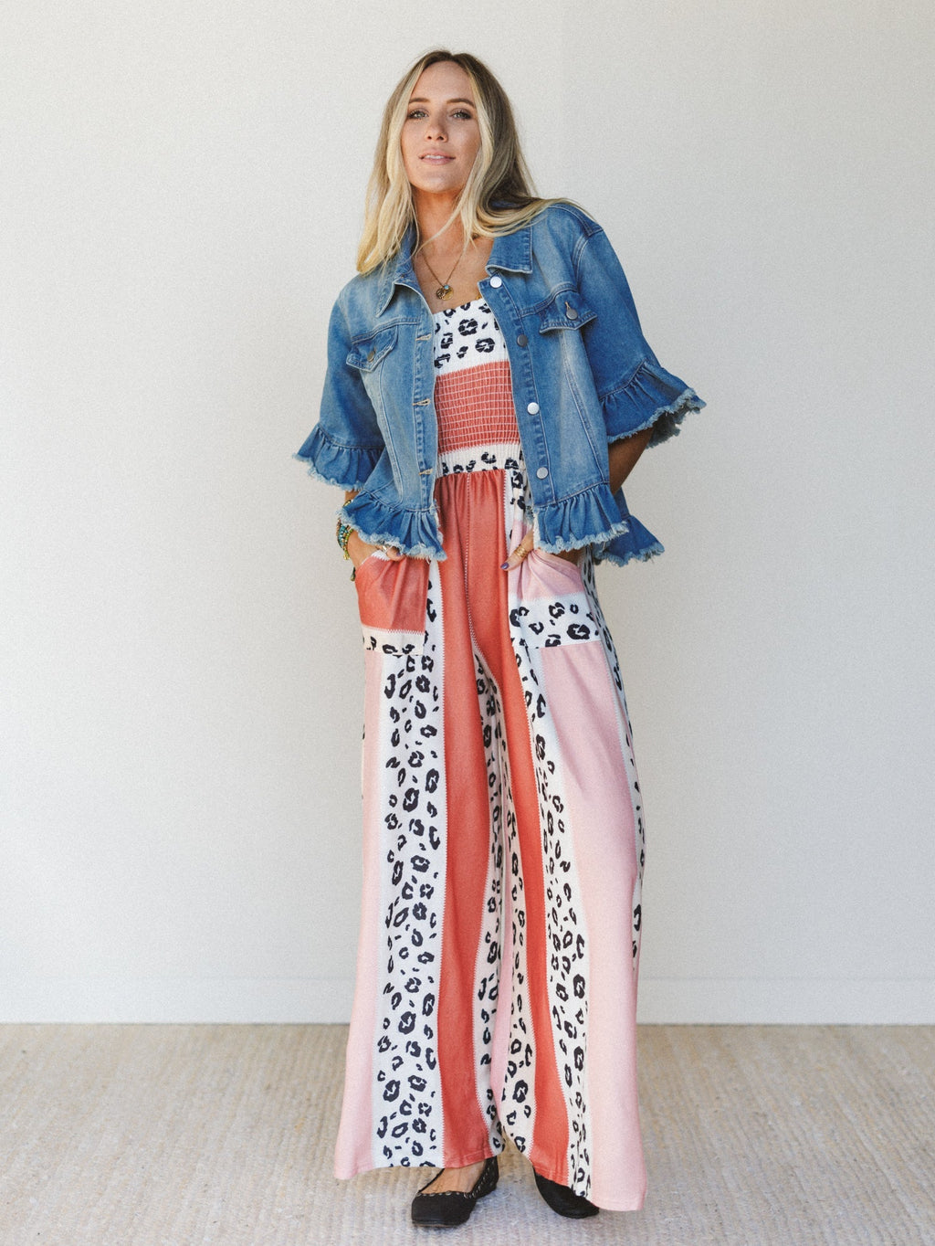 Serendipity Animal Print Jumpsuit - Faded Coral