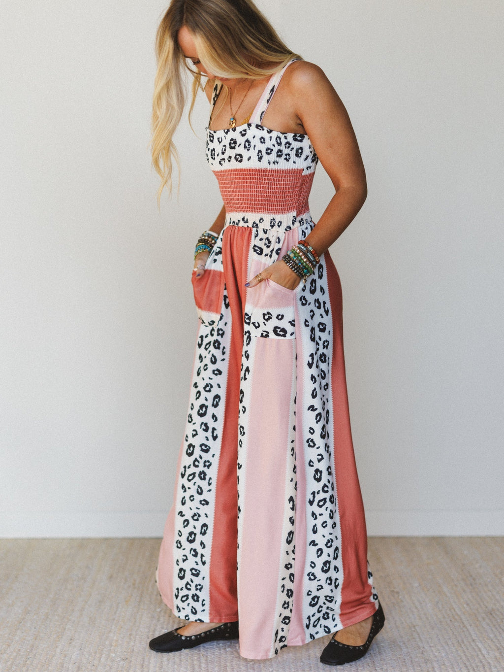Serendipity Animal Print Jumpsuit - Faded Coral