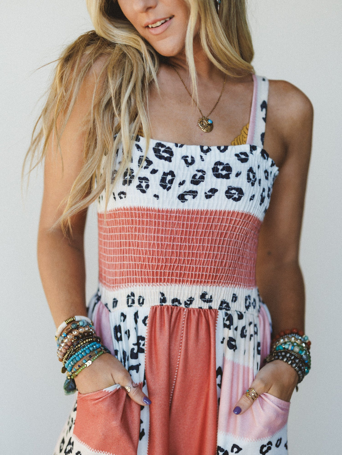 Serendipity Animal Print Jumpsuit - Faded Coral