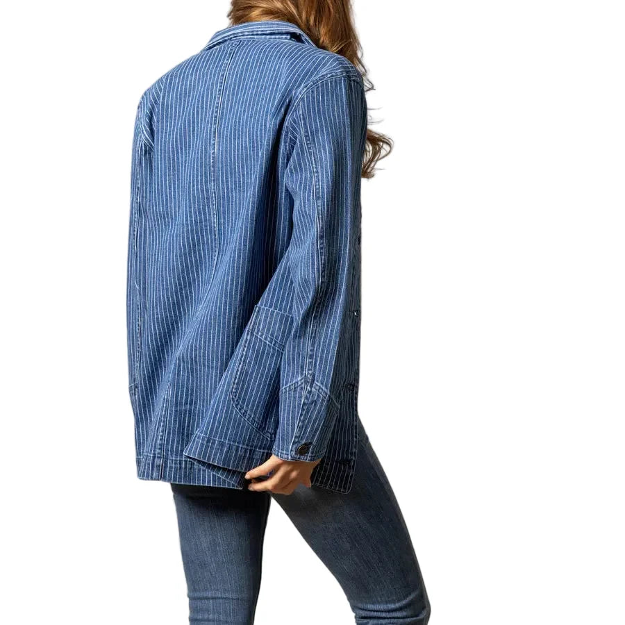 Kimes Ranch Women's Harlow Oversized Shacket - Indigo Stripe