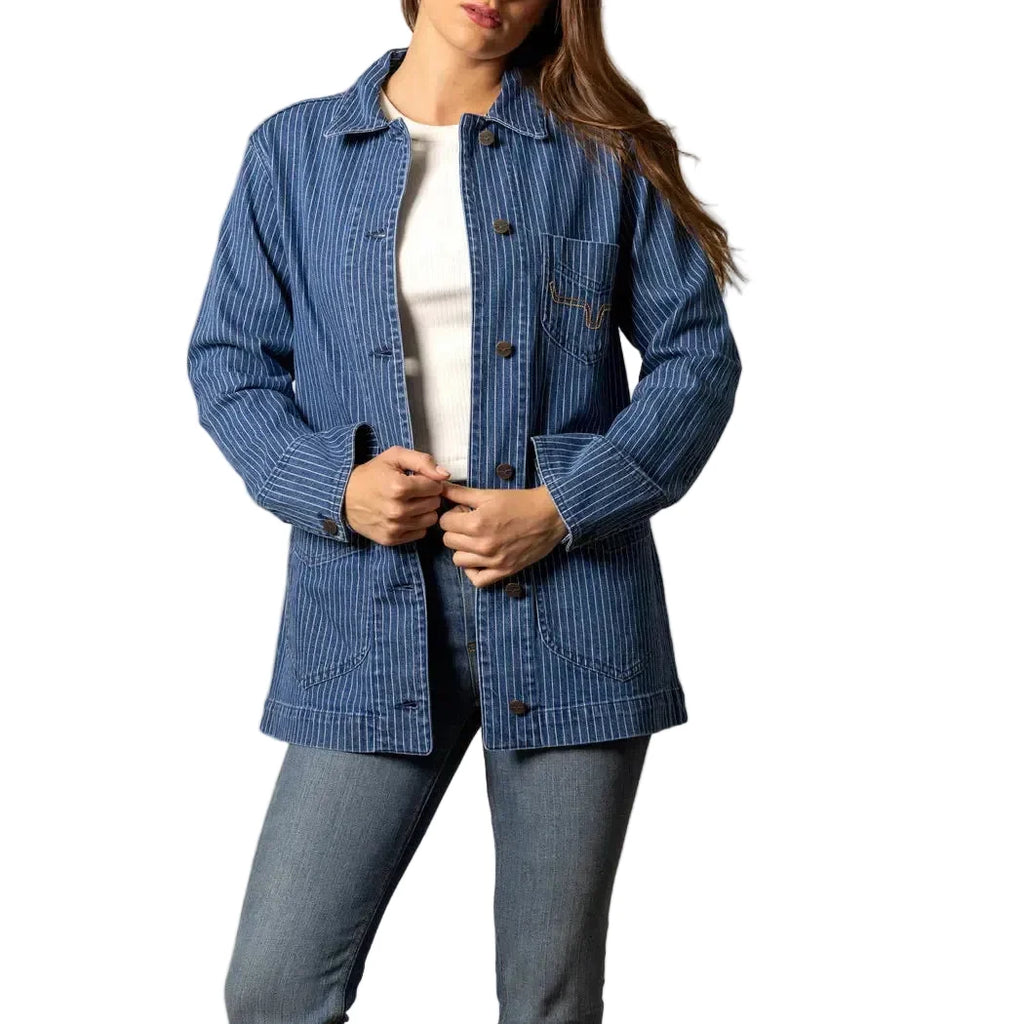 Kimes Ranch Women's Harlow Oversized Shacket - Indigo Stripe