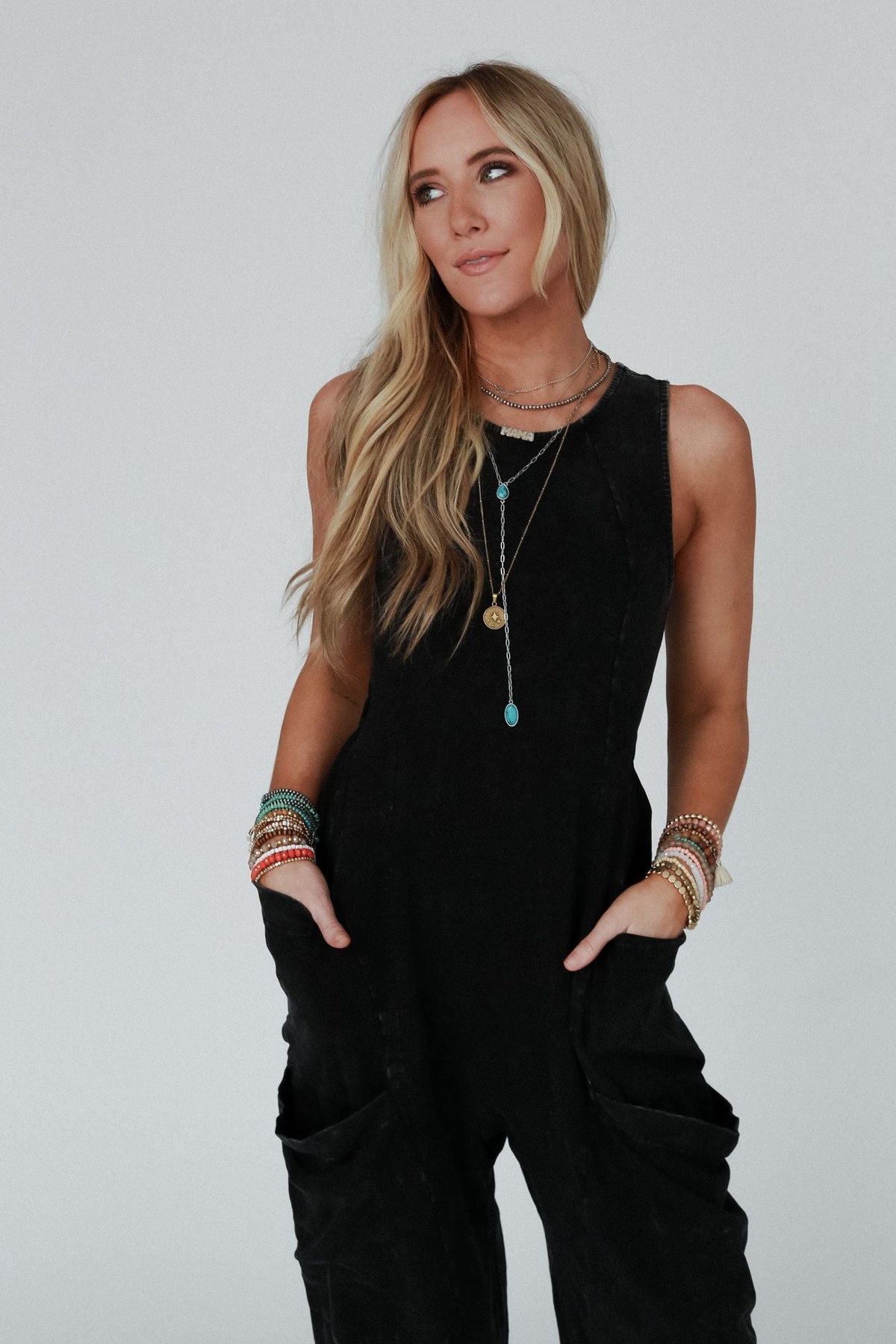 Turning Point Washed Cargo Jumpsuit - Black